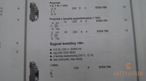 Przycisk z lampką sygn. 1z 6A 230V 5TE4 701 Siemens