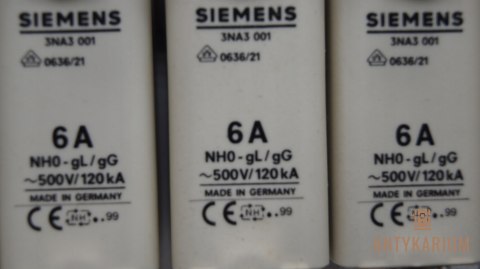 Wkładka bezpiecznikowa 3 sztuki 6A NH0 3NA3001 Siemens