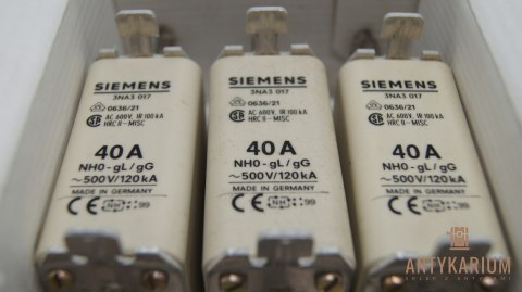 Wkładka bezpiecznikowa NH 0 40A 3szt 3NA3 017 Siemens