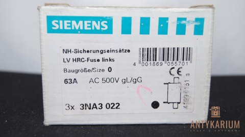 Wkładka bezpiecznikowa NH 0 63A 3szt 3NA3 022 Siemens