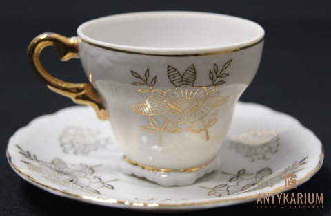 Filiżanka biała porcelana złoto Japan