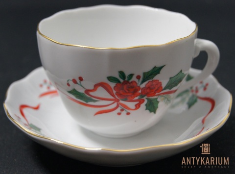 Filiżanka porcelana bogato zdobiona Bohemia