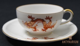 Filiżanka porcelana bogato zdobiona ręcznie malowana