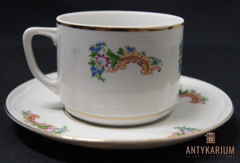Porcelana filiżanka Chodzież kwiaty złocenia