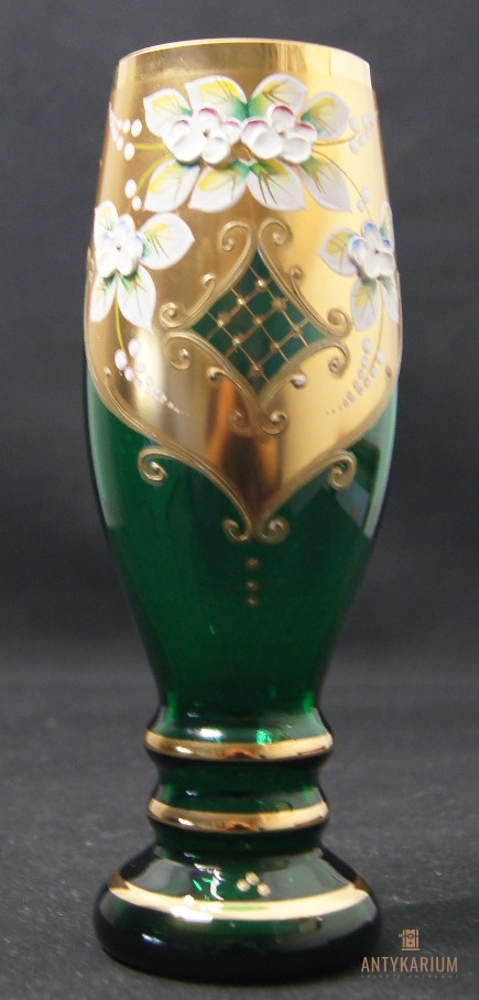 Ręcznie malowany szklany Kielich emaliowany 24-karatowe złoto 20cm