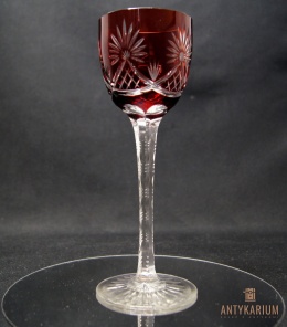 Remer stary rubinowy kryształowy kieliszek do wina 20cm