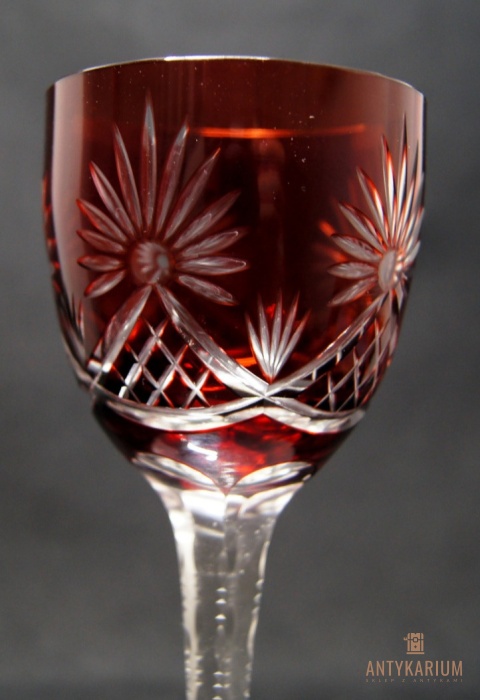 Remer stary rubinowy kryształowy kieliszek do wina 20cm