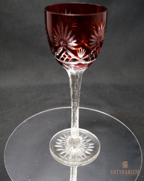 Remer stary rubinowy kryształowy kieliszek do wina 20cm