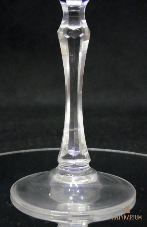 Remer stary kobaltowy kryształowy kieliszek do wina 19,5cm