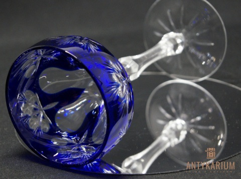 Remer stary kobaltowy kryształowy kieliszek do wina 19cm