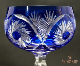 Remer stary kobaltowy kryształowy kieliszek do wina 20cm