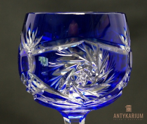 Remer stary kobaltowy kryształowy kieliszek do wina 21,5cm