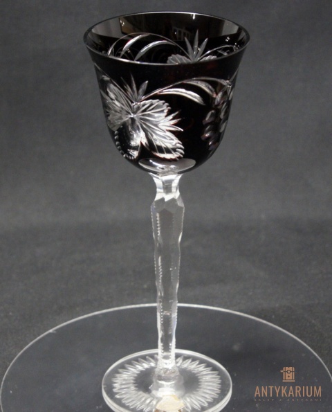 Remer stary rubinowy kryształowy kieliszek do wina 22cm