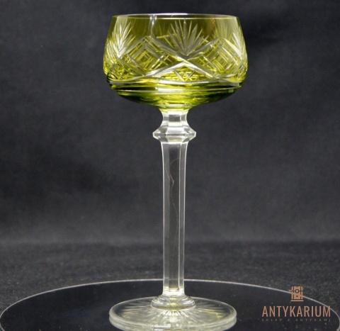 Stary Kieliszek do Wina Kryształ Dwuwarstwowy limonkowy 18cm