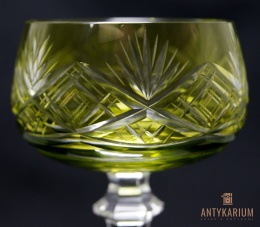 Stary Kieliszek do Wina Kryształ Dwuwarstwowy limonkowy 18cm
