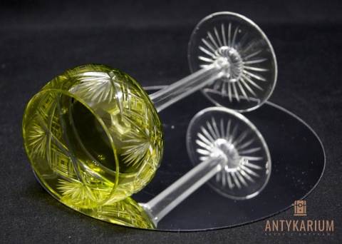 Stary Kieliszek do Wina Kryształ Dwuwarstwowy limonkowy 18cm