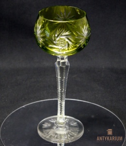 Stary Kieliszek do Wina Kryształ Dwuwarstwowy limonkowy 19,5cm