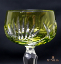 Stary Kieliszek do Wina Kryształ Dwuwarstwowy limonkowy 20cm