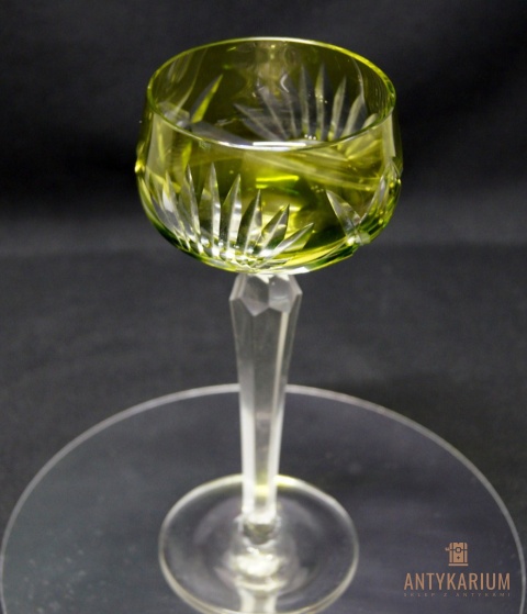 Stary Kieliszek do Wina Kryształ Dwuwarstwowy limonkowy 20cm